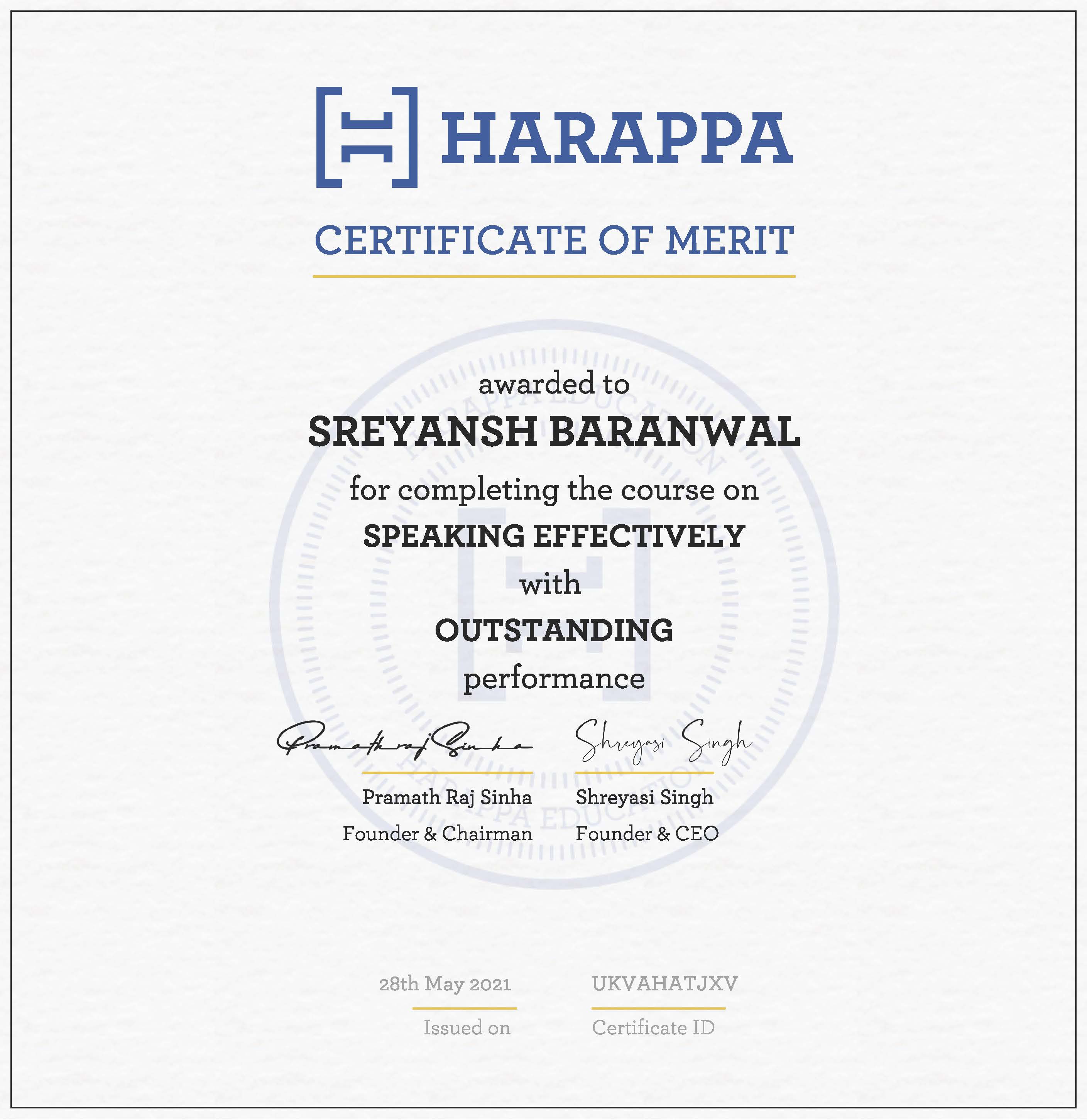 Harrapa Speaking Effectively